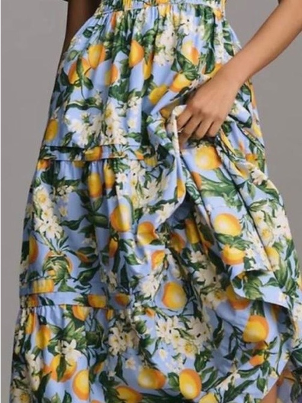Anthropologie Petite Lemon Floral Blue Maxi Dress - Picture 4 of 5